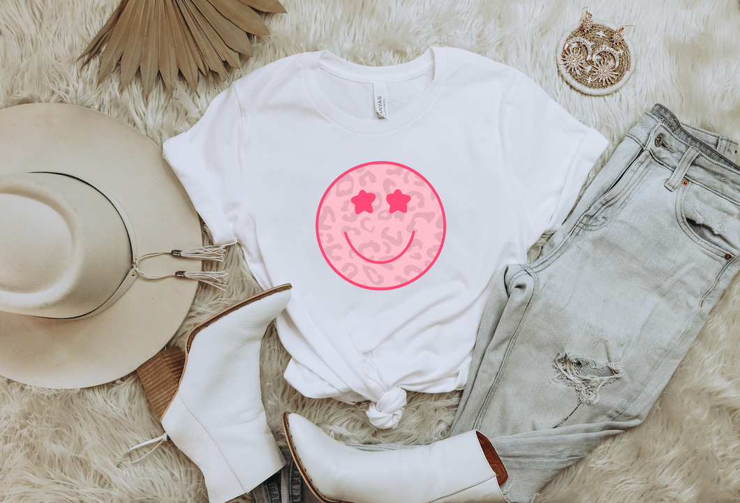 Pink Leopard Smiley Face